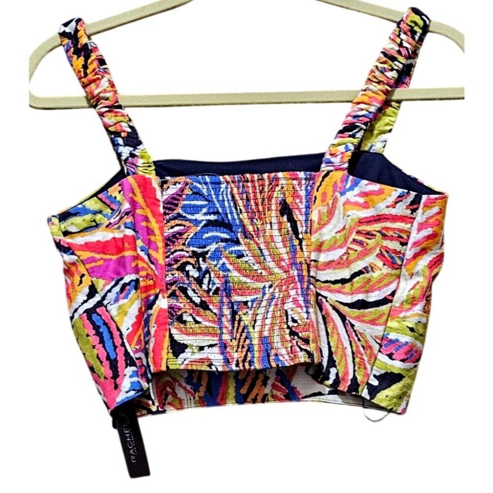 Rachel Zoe XS Multicolor Tropical Print Crop Top - Picture 3 of 11